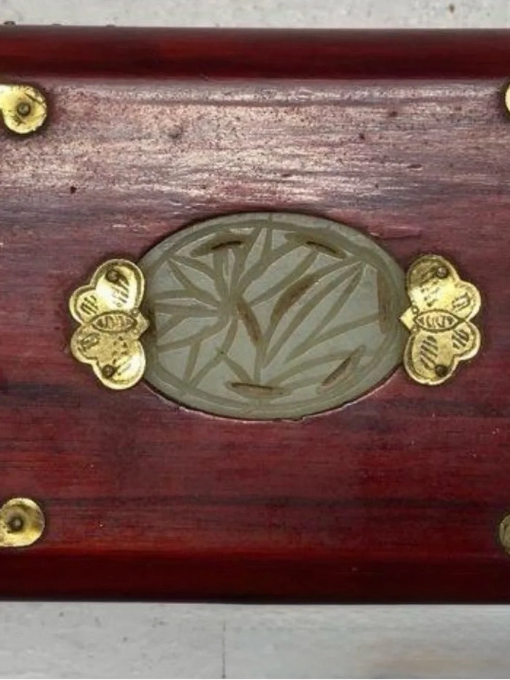 Antique-Style Red wood Jewelry Box with Brass Accents